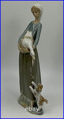 Lladro Nao Figurine Statue Girl Goose Duck Dog Tall #4866 Retired 10.75