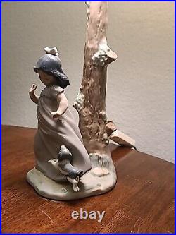 Lladro Nao Figurine Table Lamp Girl Playing With Puppy