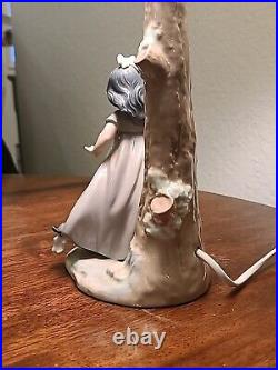 Lladro Nao Figurine Table Lamp Girl Playing With Puppy