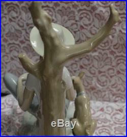 Lladro Nao Made In Spain Reading Boy Sitting By Tree With Dog 12 Inch Rare