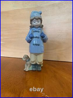 Lladro Nao Schoolgirl with Backpack Dog Figurine 1985 No Box Great Condition