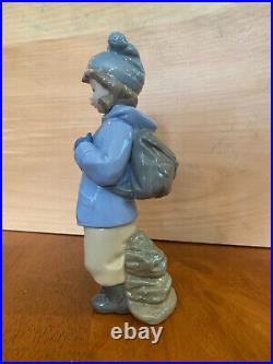 Lladro Nao Schoolgirl with Backpack Dog Figurine 1985 No Box Great Condition