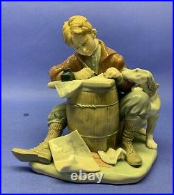 Lladro Norman Rockwell Love Letters Writer with Dog #1406. Retired 1984