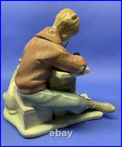 Lladro Norman Rockwell Love Letters Writer with Dog #1406. Retired 1984