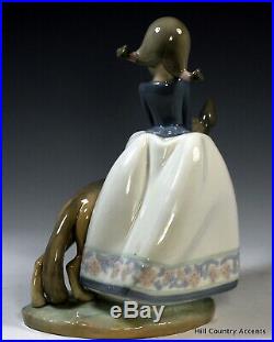 Lladro Not So Fast Little Girl Leading German Shepherd Dog $400 V Mib