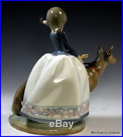 Lladro Not So Fast Little Girl Leading German Shepherd Dog $400 V Mib