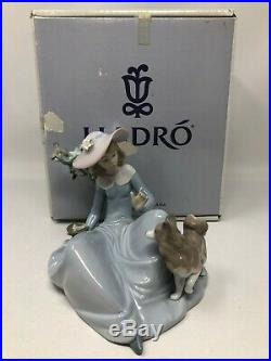 Lladro Not Too Close Girl Dog Birds Figurine 5781 Mint with Box