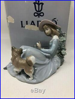 Lladro Not Too Close Girl Dog Birds Figurine 5781 Mint with Box
