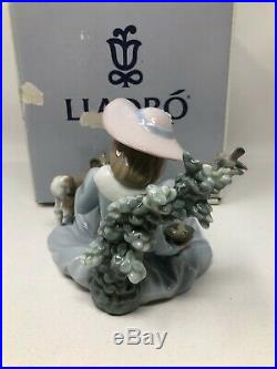 Lladro Not Too Close Girl Dog Birds Figurine 5781 Mint with Box