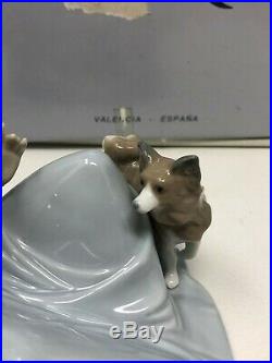 Lladro Not Too Close Girl Dog Birds Figurine 5781 Mint with Box