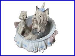 Lladro OUR COZY HOME Yorkshire Terriers. 2 Yorkies in Basket. #6469. 1997 MINT