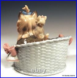 Lladro Our Cozy Home #6469 Mother Dog & Yorky Puppy In Bed Mib