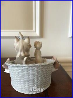 Lladro Our Cozy Home Yorkie Dog With Puppy In Basket Figurine 6469 Terrier withBox