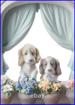 Lladro PLEASE COME HOME! 01009242 Puppies Dogs Flowers