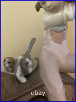 Lladro Pick Of The Litter 7621 Porcelain Figurine Girl With Dog & Puppies Nwot