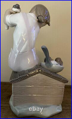 Lladro Pick Of The Litter 7621 Porcelain Figurine Girl With Dog & Puppies Nwot