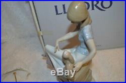 Lladro Picture Perfect Girl with Parasol and Dog Figurine with Box #7612