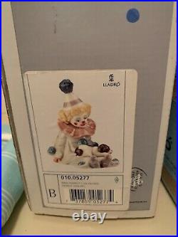 Lladro Pierrot With Puppy 5277 Nino Pierrot Con Perrito Clown Dog New In Box