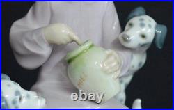 Lladro Piorcelain Spain Honey Lickers 1248 Miel Girl Dalmatian Dogs Mint Retired