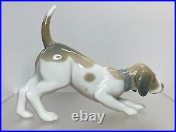 Lladro Playful Puppy Figurine Glossy white & brown porcelain frisky dog Daisa