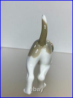 Lladro Playful Puppy Figurine Glossy white & brown porcelain frisky dog Daisa