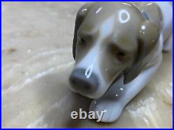Lladro Playful Puppy Figurine Glossy white & brown porcelain frisky dog Daisa