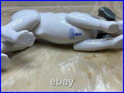 Lladro Playful Puppy Figurine Glossy white & brown porcelain frisky dog Daisa