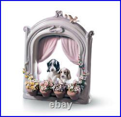 Lladro Please Come Home #6502 Brand Nib Dogs Window Cute Holiday Save$$ F/sh