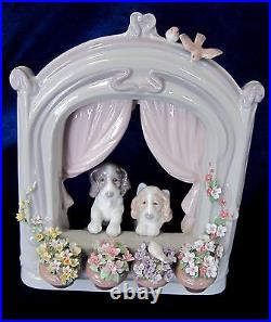 Lladro Please Come Home #6502 Brand Nib Dogs Window Cute Holiday Save$$ F/sh