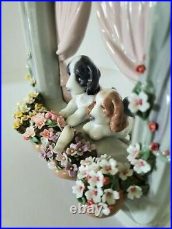 Lladro Please Come Home Dogs At Window Fine Porcelain Figurine Rare