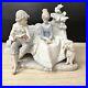 Lladro Poetry Of Love #5442 Boy And Girl Sitting On Park Bench with Dog Matte