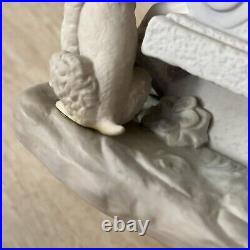 Lladro Poetry Of Love #5442 Boy And Girl Sitting On Park Bench with Dog Matte