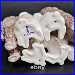 Lladro Poodle 1974 Figurine Mother Dog w 5 Nursing Puppies Retired #1257