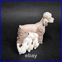 Lladro Poodle 1974 Figurine Mother Dog w 5 Nursing Puppies Retired #1257