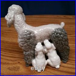 Lladro Poodle from 1974 Figurine Mother Dog w 5 Nursing Puppies Retired #1257