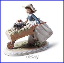 Lladro Porcelain 1005460 Girl Dogs Flowers Summer A Barrow Of Fun New In Box