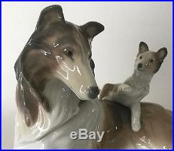 Lladro Porcelain 11 COLLIE SHELTIE Dog with Pup Figurine #6459 Retired Spain ExC