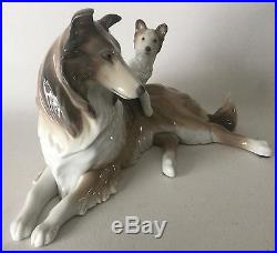 Lladro Porcelain 11 COLLIE SHELTIE Dog with Pup Figurine #6459 Retired Spain ExC