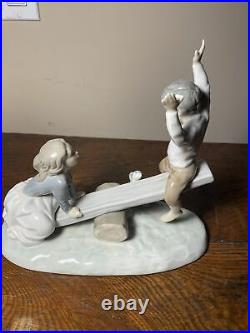 Lladro Porcelain 4867 Seesaw Friends Boy and Girl on See Saw with Dog