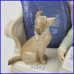 Lladro Porcelain 5229 Story Time Boy and Girl Reading on Couch with Dog with Box