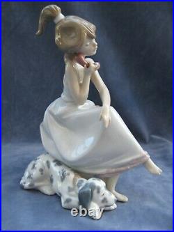 Lladro Porcelain Chit Chat Girl on Phone with Dog Figurine Mint