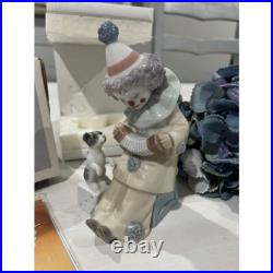 Lladro Porcelain Clown Figurine with Dog Collectible Home Decor Vintage