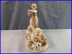 Lladro Porcelain Figurine #1245 Girl Pulling Cart Wagon with Boy & Dog MATTE