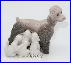 Lladro Porcelain Figurine 1257 Poodle with 5 Nursing Puppies