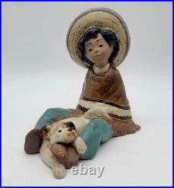 Lladro Porcelain Figurine 2164 Paco Pancho Boy sitting with Dog Gres Finish