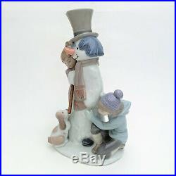 Lladro Porcelain Figurine #5713'The Snow Man' with Children & Dog with Box