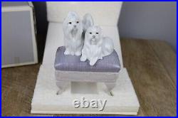 Lladro Porcelain Figurine 6688 Looking Pretty Maltese Dogs on Ottoman Glossy