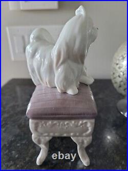 Lladro Porcelain Figurine 6688 Looking Pretty Maltese Dogs on Ottoman RARE