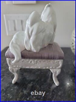 Lladro Porcelain Figurine 6688 Looking Pretty Maltese Dogs on Ottoman RARE