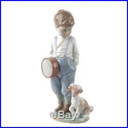 Lladro Porcelain Figurine 6846 Friendly Duet Boy With Dog & Drum New Mint In box